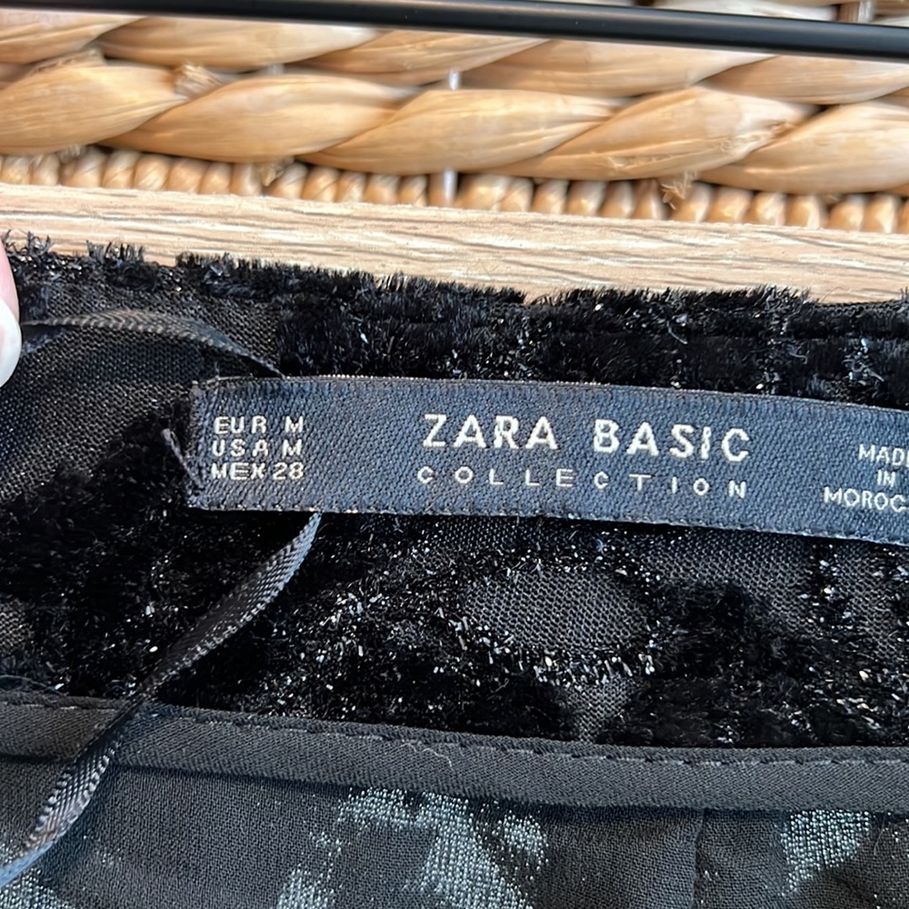 NWOT Zara Mid-Rise Velvet Velour Burnout Capri Dress Pant Trouser, M - Picture 9 of 9